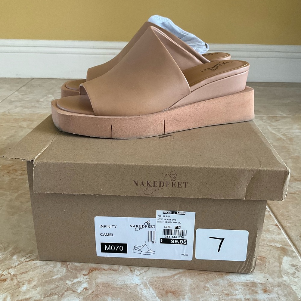 Naked Feet Women's Camel Wedge Sandals size 7
